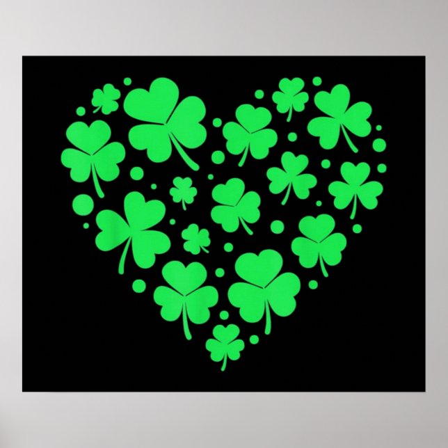 Poster Coração Sortudo Trevo Irlandês (Frente)