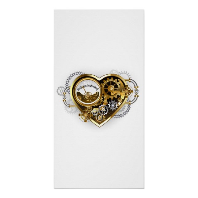 Póster Coração Steampunk com Manômetro (Frente)