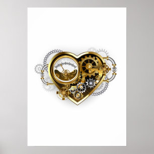 Poster Coração Steampunk com Manômetro