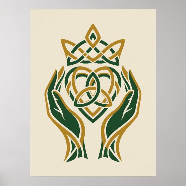 Poster Coração Trinity Claddagh (Frente)