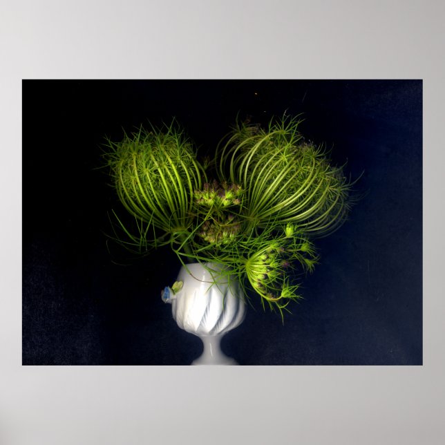 Poster Coração verde em preto (Frente)