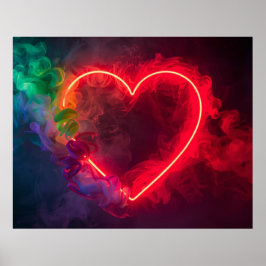 Poster Coração Vermelho Quente Fumegante em uma Parede Mo