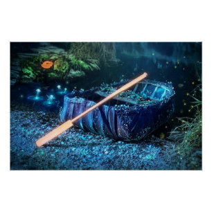 Póster Coracle Galês Enfeitiçado - Arte Bioluminosa
