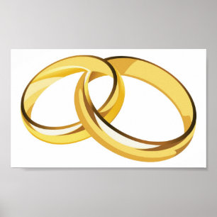 Póster corações (7), alianças de casamento