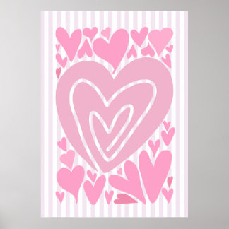 Poster Corações Abstratos Rosa