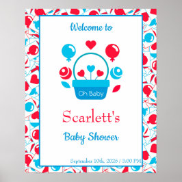 Poster Corações, Balões e cesto do coração