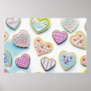 Poster Corações bonitinhos e brilhantes desenho colorido