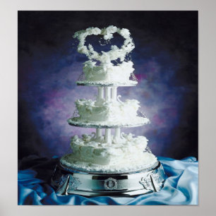 Póster Corações & cisnes deliciosos do bolo w/frosted