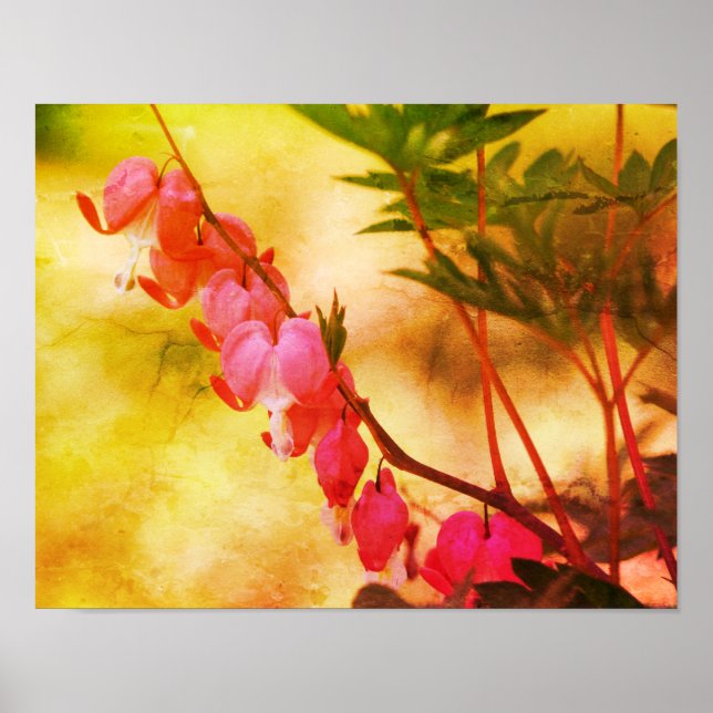 Poster Corações com Hemorragia Cor-de-rosa Flores Arte em (Frente)