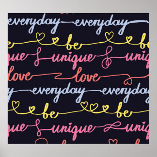 Poster Corações das raparigas, palavras sem problemas.