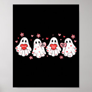Poster Corações de Amor de Fantasmas Fofos Dia dos Namora