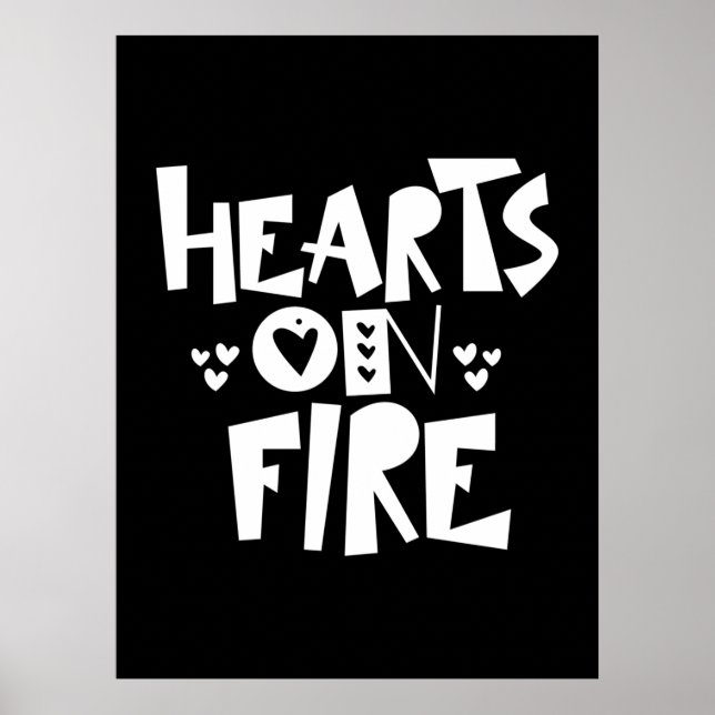 Poster Corações De Arte casal Em Fogo (Frente)
