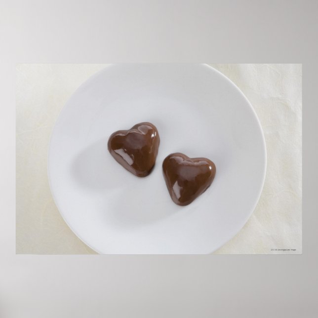 Póster Corações de chocolate em forma de coração em uma p (Frente)