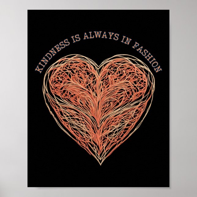 Poster Corações de Coração Bondade Palavra de Moda (Frente)