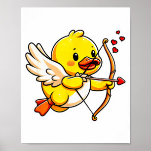 Poster Corações de Cupido do Dia dos Namorados Pato Amant