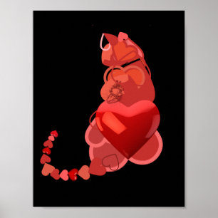 Poster Corações de Gato, Pentes de Gato-Presente, Arte 