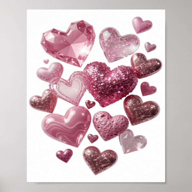 Poster Corações de Prata FRESH DE AMOR Design de Texto (Frente)
