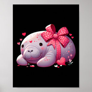 Poster Corações de Valentine do Peixe-boi Animal Mar Ocea
