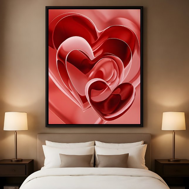 Poster Corações de Vidro Carmesim - Arte Abstrata Moderna (Criador carregado)