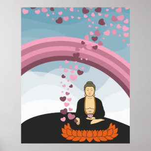 Póster Corações do amor de Buddha