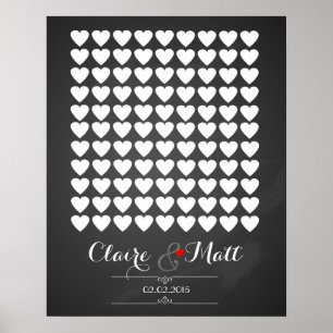 Póster corações do amor que wedding o livro de hóspede