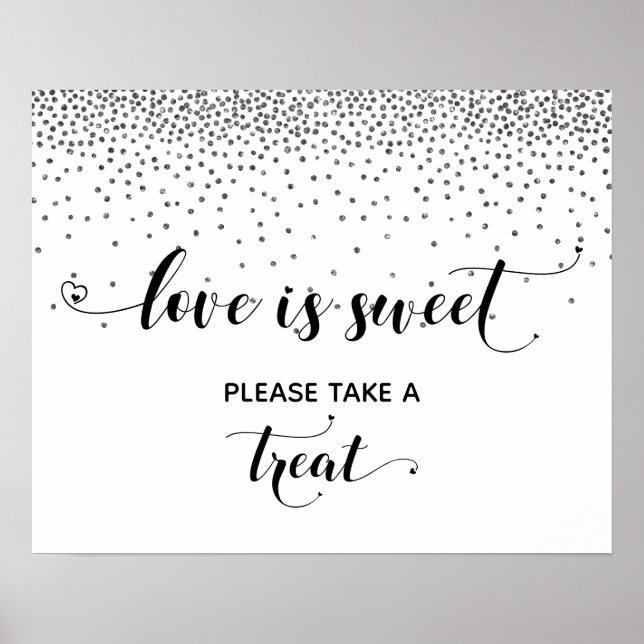 Poster Corações e Amor Prateado é Sinal de Mesa de Desert (Frente)