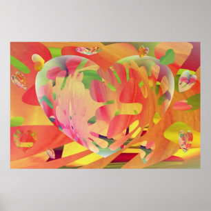 Póster Corações e cores do Sunburst das flores