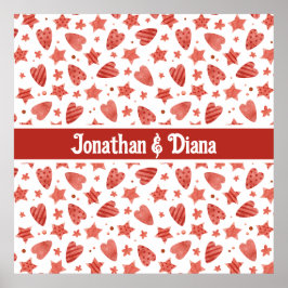 Poster Corações e Estrelas de namorados