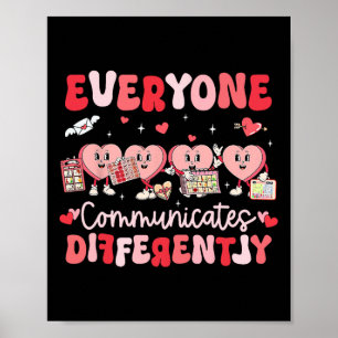 Poster Corações Groovy Todos se Comunicam de Forma Difere