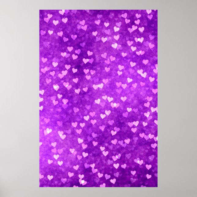 Poster Corações, luzes de anzol, forma roxo (Frente)