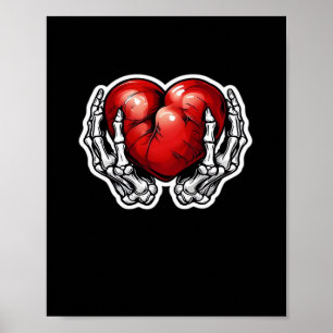 Poster Corações Mãos no Esqueleto - Halloween Bonito