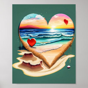 Poster Corações na Praia