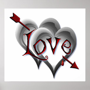 POSTER CORAÇÕES NEGRAS E SETA DE AMOR POR SHARON SHARPE