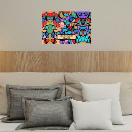 POSTER CORAÇÕES NEUROGRÁFICAS CORES DIGITAIS