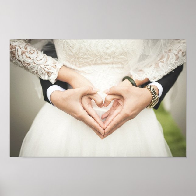 Poster Corações no Casamento das Mãos (Frente)