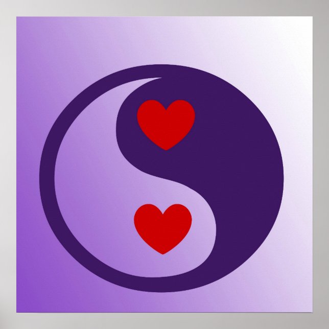 Poster Corações Purple Yin Yang (Frente)