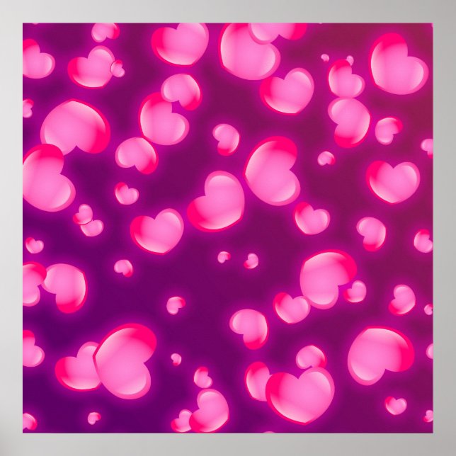 Póster Corações Rosa (Frente)