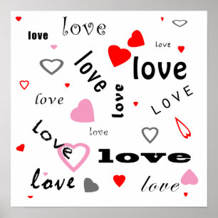 Poster corações vermelhos e cor-de-rosa do amor do desi