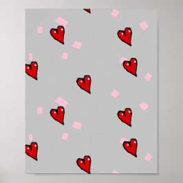 Poster Corações vermelhos nas cinzas