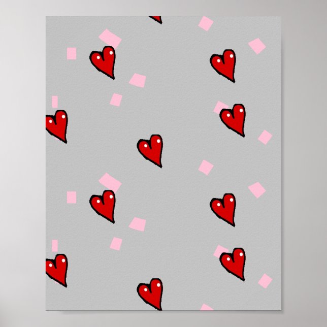 Poster Corações vermelhos nas cinzas (Frente)