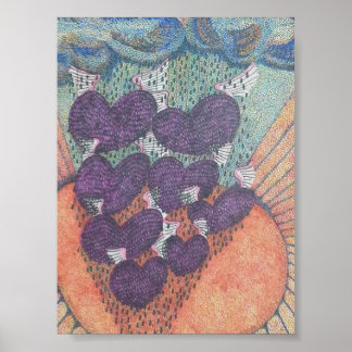 Poster corações voam fora arte muito única