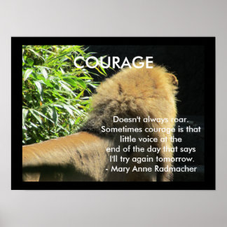 Poster Coragem de Leão de Citação Motivacional Cortada