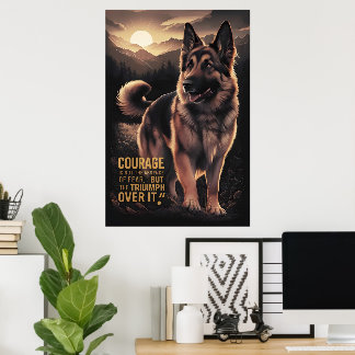 Poster Coragem do nascer do sol do german shepherd