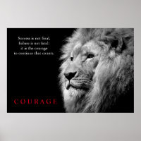 Coragem Inspirativa Lion Branco Negro