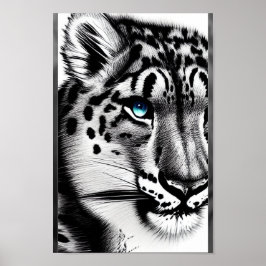 Poster Coragem Leopardo de Neve com olho azul