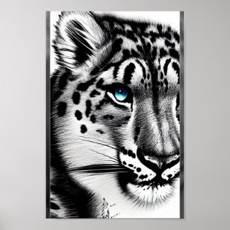 Poster Coragem Leopardo de Neve com olho azul