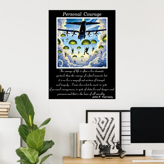 Poster Coragem Pessoal: Descendência Aerotransportada (Escritório em casa)