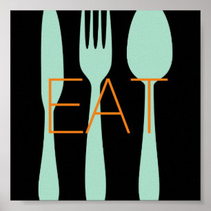 Poster corajosa cozinha moderna citação palavra arte co