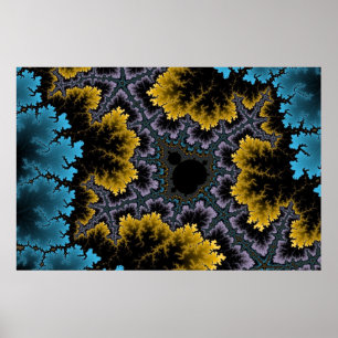 Poster coral azul e alaranjado