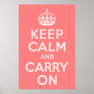 Póster Coral Claro Keep Calm and Carry On